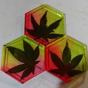 Pot leaf coasters